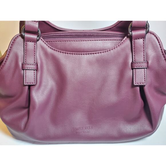 Simply Vera Vera Wang Collection Burgandy Quilted Buena Satchel Crossbody Bag - Picture 6 of 16